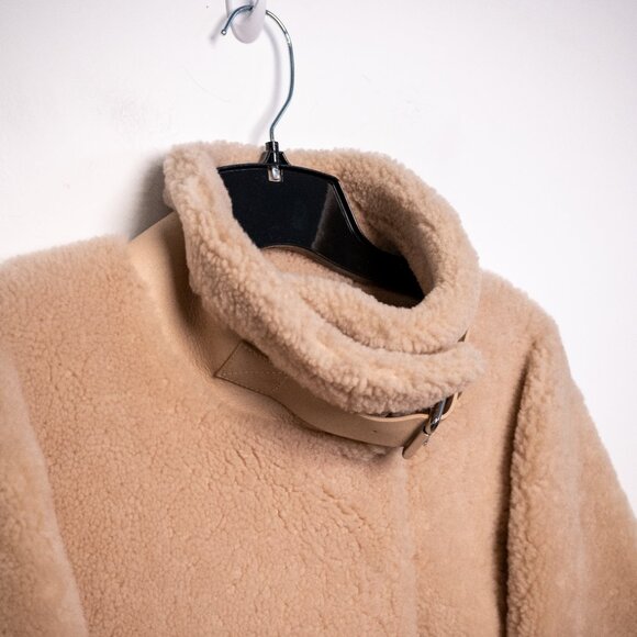 Maje Two-tone shearling coat - Picture 2 of 5